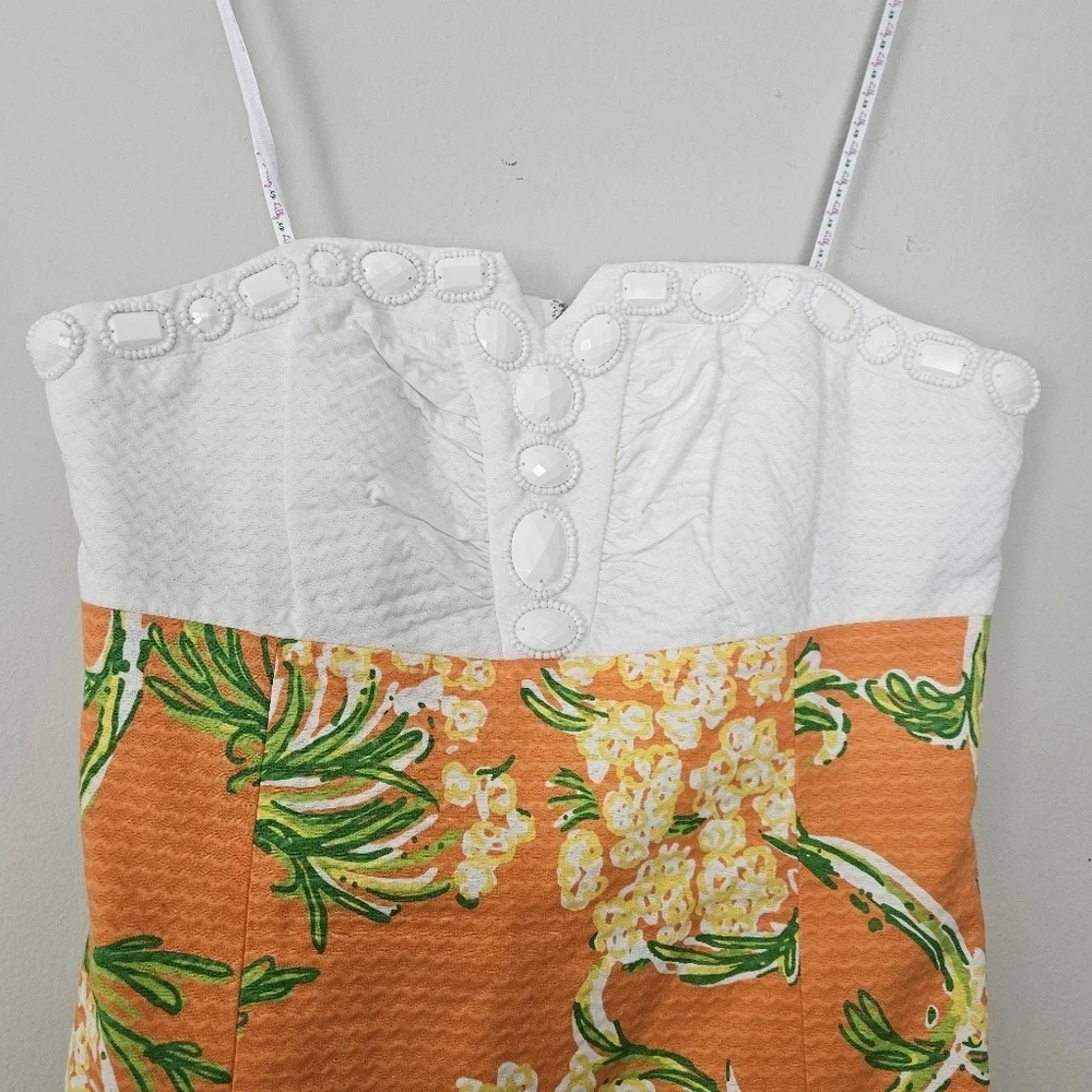 LILLY PULITZER nectar orange Lace on the Docks strapless Bowen dress Size 2 - Picture 5 of 9